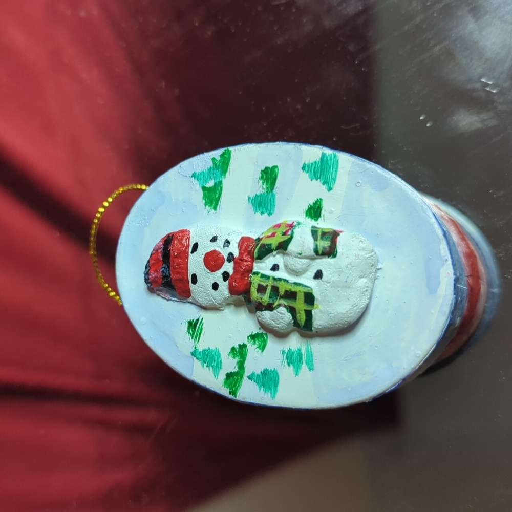 Vintage snowman trinket box ornament